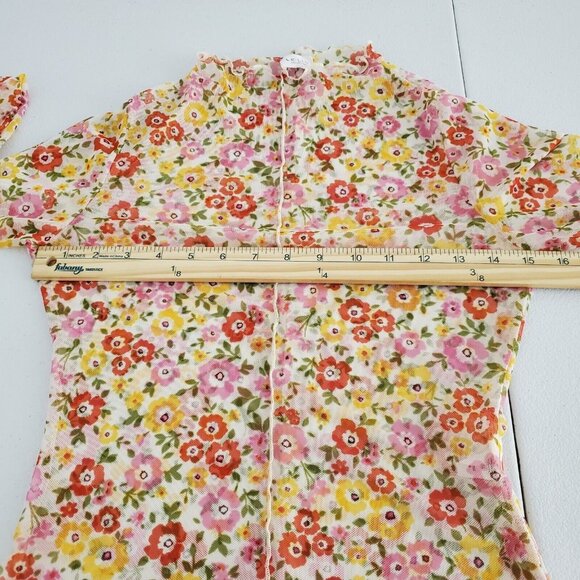 Le Lis Womens Floral Mesh Sheer Long Sleeve Top Size L Whimsey Cottage Core Boho - Picture 7 of 9